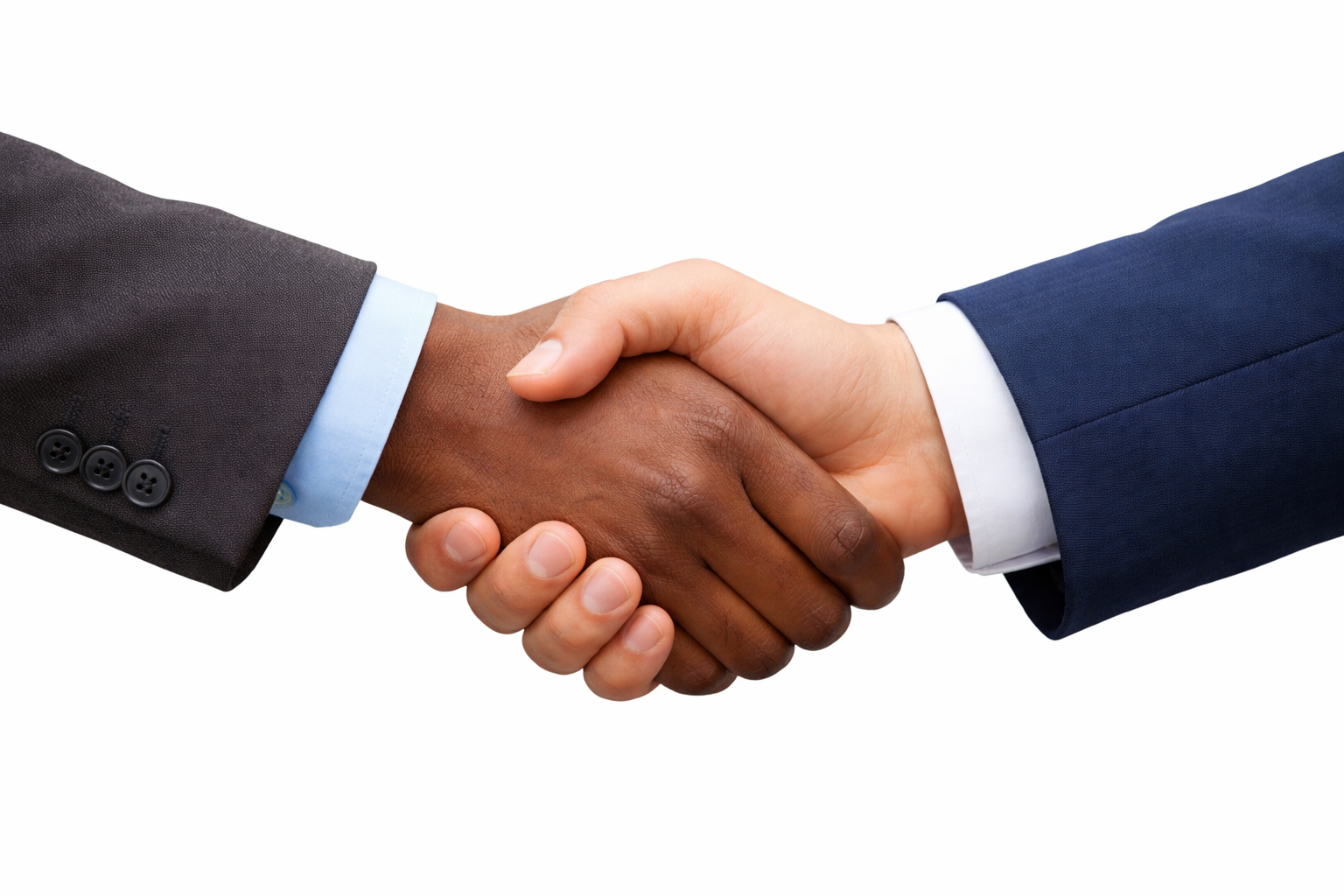 Professional diverse handshake representing mediation and agreement